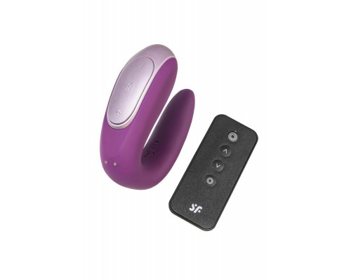Стимулятор для пар Satisfyer Double Fun Connect App, с пультом ДУ, силикон, фиолетовый, 9 см