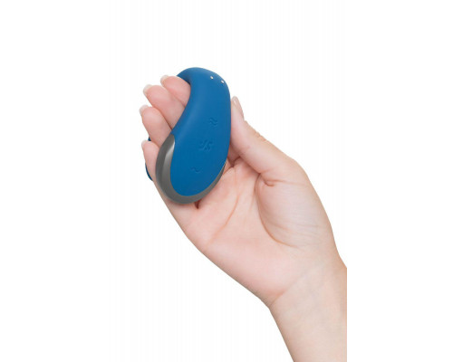 Стимулятор для пар Satisfyer Double Love Connect App с пультом ДУ, силикон, синий, 9 см