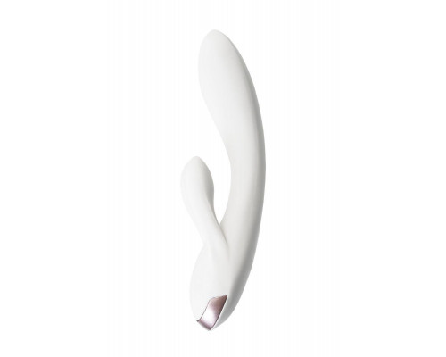 Вибратор с клиторальным стимулятором Satisfyer Double Flex Connect App, белый, силикон, 20 см