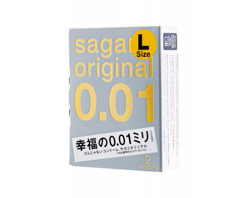 Презервативы Sagami, original 0.01, полиуретан, LARGE, 2 шт.