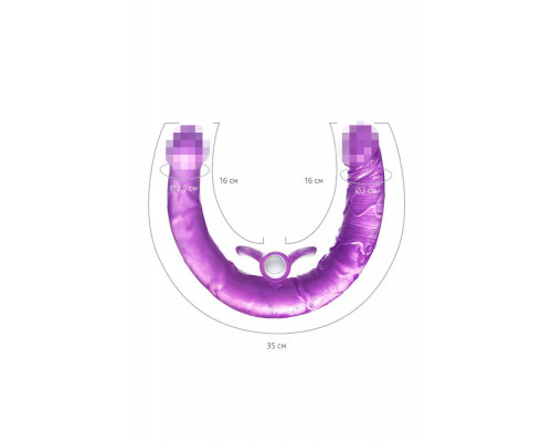 Фаллоимитатор двусторонний с вибропулей TOYFA Basic Double Dildo, TPR, фиолетовый, 35 см