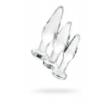 Набор анальных втулок Sexus Glass, стекло, прозрачный, 14/12,5/12 см, Ø 4/3,5/3 см
