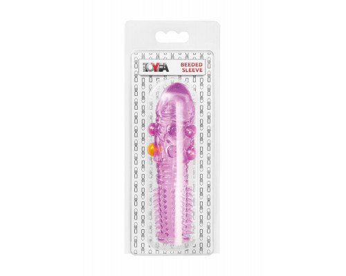 Насадка на пенис с шариками TOYFA Basic, TPE, фиолетовый, 14 см