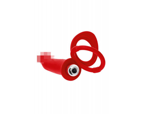 Насадка на пенис для двойного проникновения Black&Red by TOYFA, силикон, красный, 19 см