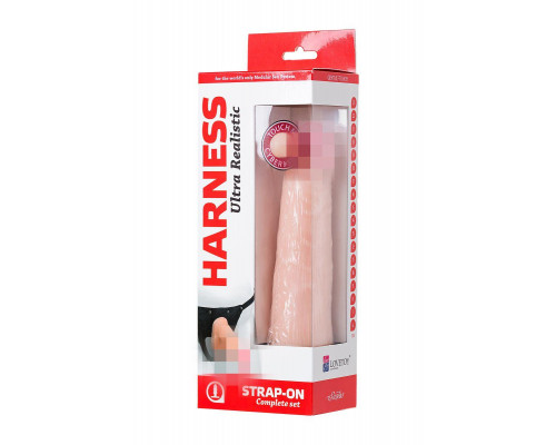 Страпон на креплении LoveToy с поясом Harness, реалистичный, neoskin, телесный, 17,5 см