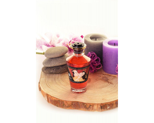 Масло массажное для тела Shunga «Клубника и шампанское»Sparkling Strawberry Wine,разогревающее,100мл