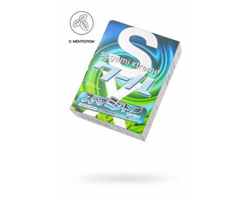 Презервативы Sagami, xtreme, Mint, латекс, 19 см, 5,2 см, 3 шт.