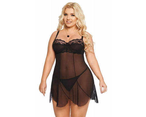 Ночная сорочка и стринги SoftLine Collection Carla, черный, XXL