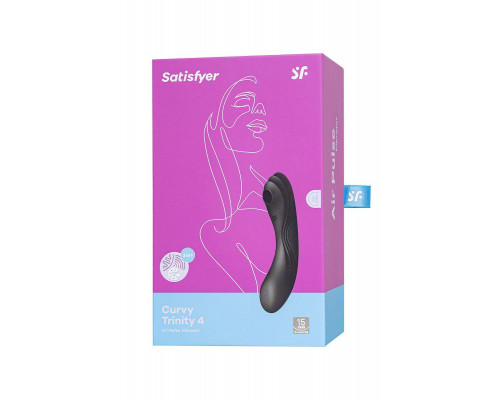 Вакуумный стимулятор клитора с вибрацией Satisfyer Curvy Trinity 4, чёрный, 17 см