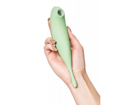 Точечный вибратор с вакуумной стимуляцией Satisfyer Twirling Pro Connect App, силикон, мятный, 20 см