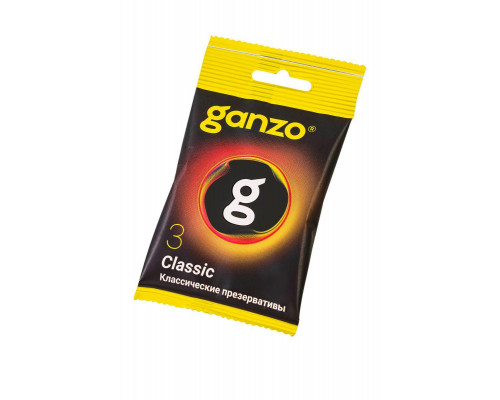 Презервативы Ganzo, classic,латекс, двойная смазка, 18,5 см, 5,2 см, 3 шт.в пакете Black Edition
