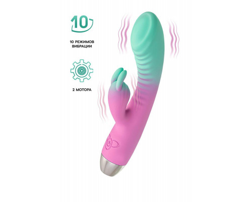 Вибратор для точки G с клиторальной стимуляцией, Flovetta ORCHID, силикон, мятно-розовый, 21 см