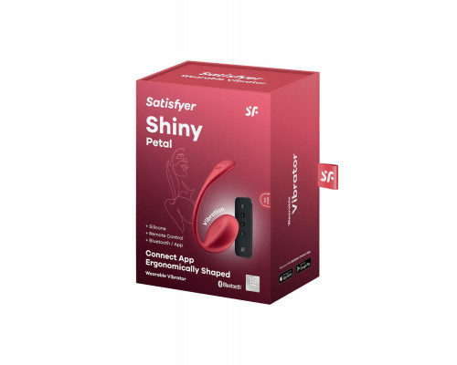 Виброяйцо Satisfyer Shiny Petal Connect App с пультом ДУ, красный, 7,5 см