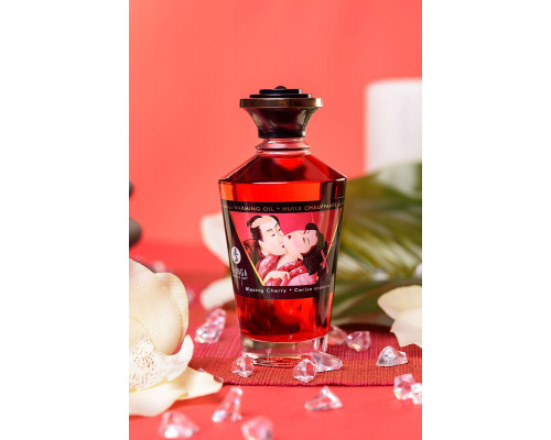 Масло массажное для тела Shunga «Пылающая вишня» (Blazing Cherry), разогревающее, 100 мл.