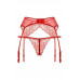Пояс для чулок и стринги кружевные SoftLine Collection, красный, M/L