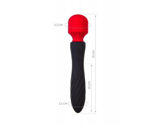 Двусторонний вибромассажер Black&Red by TOYFA, силикон, черный, 21 см