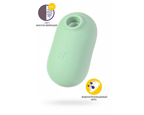Вакуумный стимулятор клитора с вибрацией Satisfyer Pro To Go 2, мятный, 8,5 см