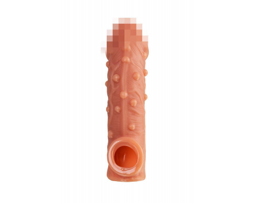 Насадка реалистичная KOKOS COCK SLEEVE 002-L с дополнительной стимуляцией, TPE, телесная, 17.6 см