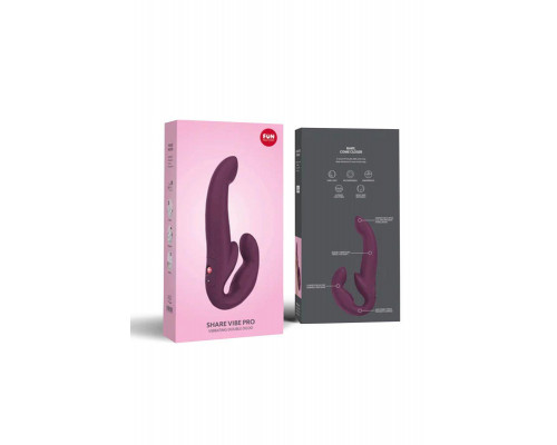Анатомический безремневой страпон Fun Factory SHARE VIBE PRO , силикон, бордовый