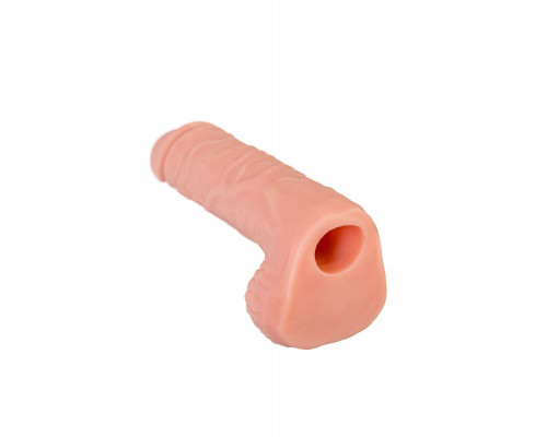 Насадка на пенис XLover by TOYFA для увеличения размера, с мошонкой, TPE, телесный, 16 см