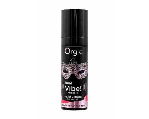 Съедобный гель с эффектом вибрации Orgie DUAL VIBE! Strawberry Gin And Tonic, на водной основе, 15мл