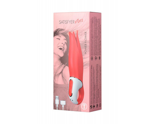 Нереалистичный вибратор Satisfyer Vibes Power Flower, силикон, красный, 18,8 см.