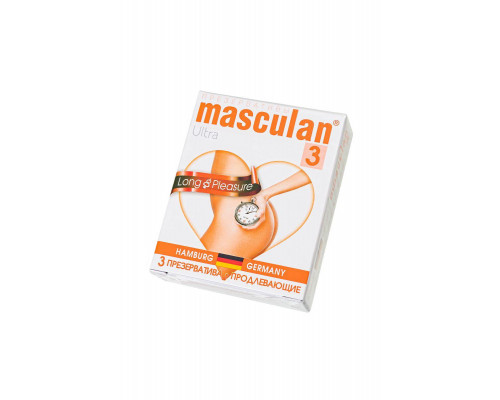 Презервативы Masculan, ultra 3, продлевающие, 19 см, 5,3 см, 3 шт.