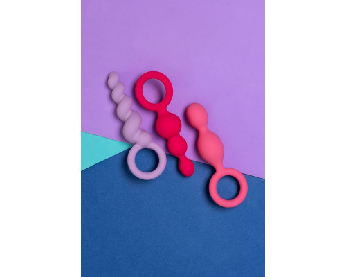 Набор анальных плагов Satisfyer Booty Call colored 3 шт, силикон, ассорти, 13,5 см