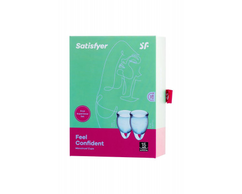Менструальная чаша Satisfyer Feel Confident, 2 шт в наборе, силикон, голубой