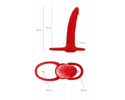 Насадка на пенис для двойного проникновения Black&Red by TOYFA , силикон, красный, 16,5 см
