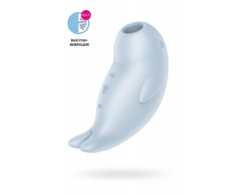 Вакуумный стимулятор клитора с вибрацией Satisfyer Seal You Soon, силикон, голубой, 11 см