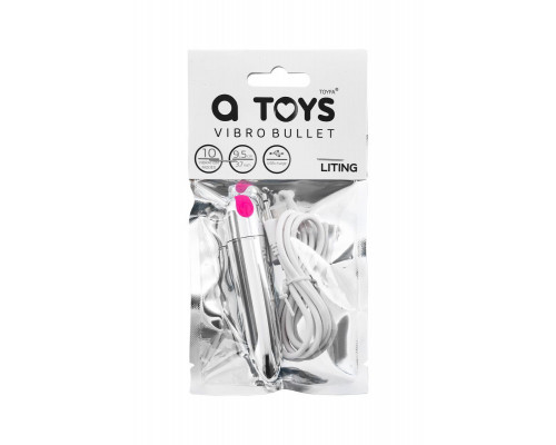 Вибропуля A-Toys by TOYFA LITING, 10 режимов вибрации, АБС-пластик, серебристый, 9,5 см