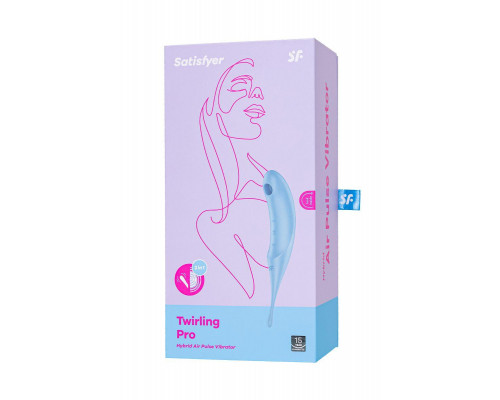 Точечный вибратор с вакуумной стимуляцией Satisfyer Twirling Pro, силикон, голубой, 20 см