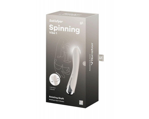 Вибратор для точки G  с ротацией Satisfyer Spinning Vibe 1, силикон, бежевый, 17,8 см