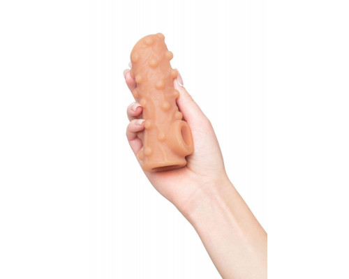 Насадка реалистичная KOKOS NUDE SLEEVE с дополнительной стимуляцией, TPE, телесная, 14 см