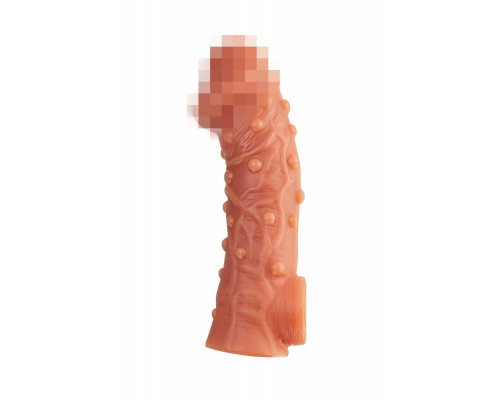 Насадка реалистичная KOKOS COCK SLEEVE 002-L с дополнительной стимуляцией, TPE, телесная, 17.6 см