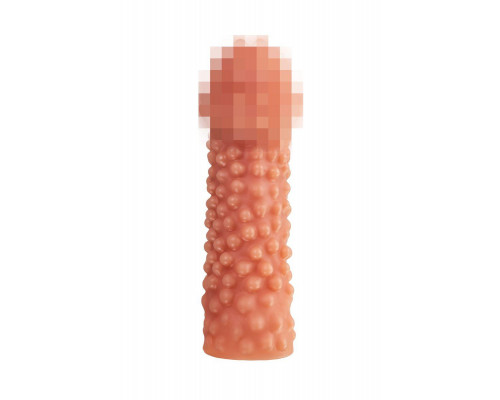 Насадка реалистичная KOKOS PENIS SLEEVE с дополнительной стимуляцией, TPE, телесная, 16.5 см