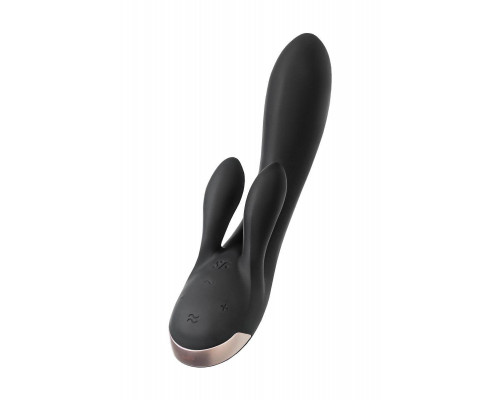 Вибратор с клиторальным стимулятором Satisfyer Double Flex Connect App, черный, силикон, 20 см