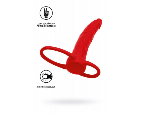 Насадка на пенис для двойного проникновения Black&Red by TOYFA , силикон, красный, 16,5 см