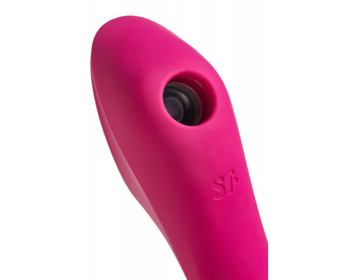 Вакуумный стимулятор клитора с вибрацией Satisfyer Curvy Trinity 3, красный, 17,7 см