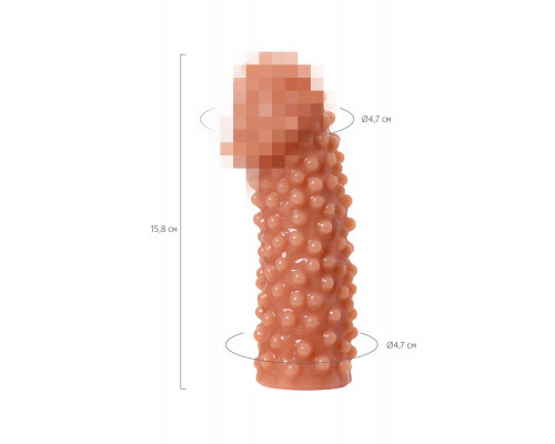 Насадка реалистичная KOKOS EXTREME SLEEVE 10-M с дополнительной стимуляцией, TPE, телесная, 15.8 см