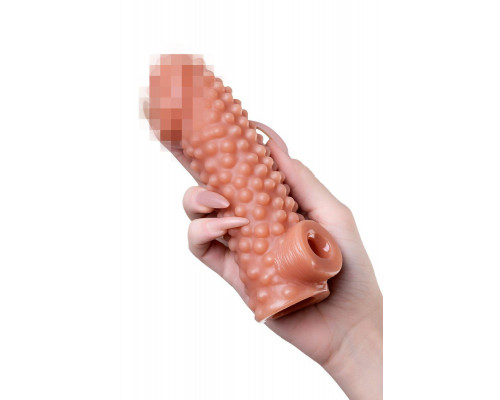 Насадка реалистичная KOKOS COCK SLEEVE 004-M с дополнительной стимуляцией, TPE, телесная, 15.6 см