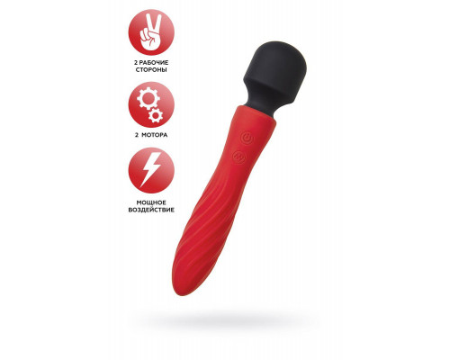 Двусторонний вибромассажер Black&Red by TOYFA, силикон, красный, 21 см