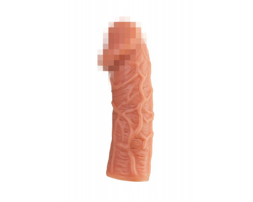 Насадка реалистичная KOKOS PENIS SLEEVE с дополнительной стимуляцией, TPE, телесная, 16.5 см