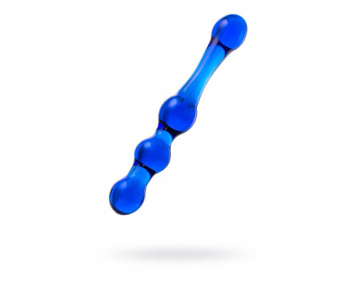 Двусторонний фаллоимитатор Sexus Glass, стекло, синий, 20,5 см