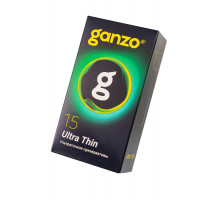 Презервативы Ganzo, ultra thin, супер тонкие, латекс,18 см, 5,2 см, 15 шт.