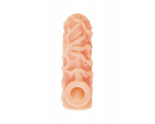 Насадка реалистичная KOKOS NUDE SLEEVE с дополнительной стимуляцией, TPE, телесная, 12 см
