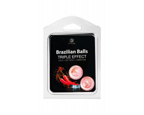 Массажное масло SECRET PLAY BRAZILIAN BALLS, тройной эффект, 2 х 4 гр