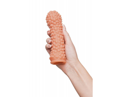 Насадка реалистичная KOKOS PENIS SLEEVE с дополнительной стимуляцией, TPE, телесная, 16.5 см