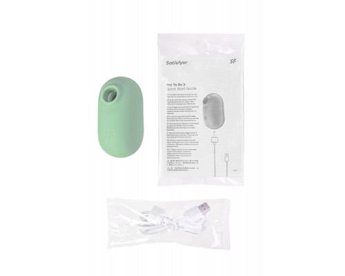 Вакуумный стимулятор клитора с вибрацией Satisfyer Pro To Go 2, мятный, 8,5 см